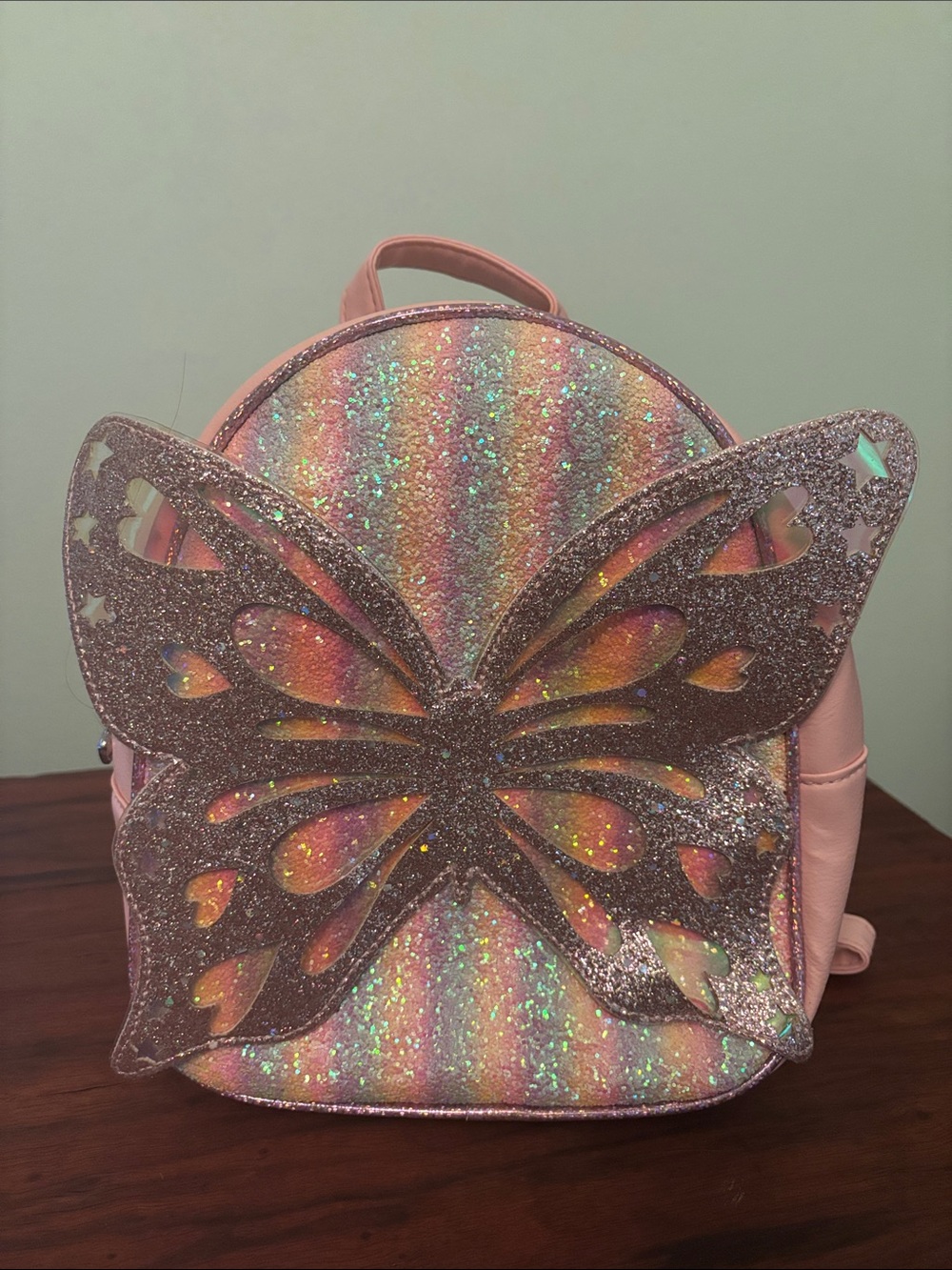 Holographic Pink Butterfly Mini Backpack OMG New